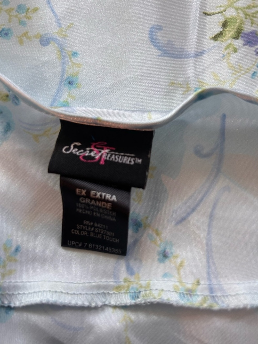 Secret Treasures Blue Floral Satin Chemise Size XL - Picture 8 of 11